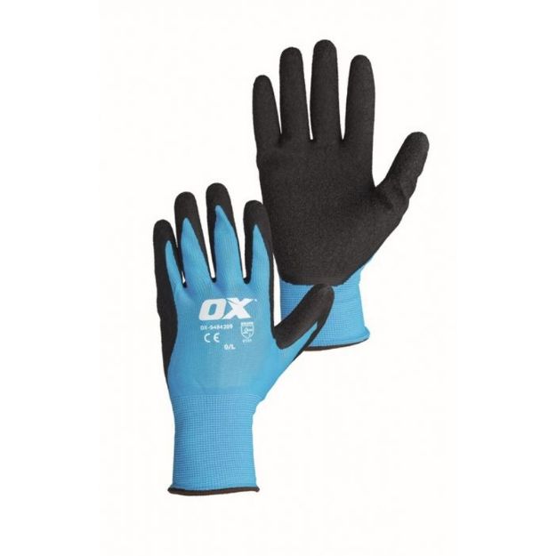 Picture of Gloves Latex Flex Grip Ox Blue/Black - Size 9 L