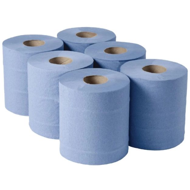 Picture of Centre Feed Paper Wipe Roll Blue 2 Ply 175x150m