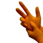 Picture of Griptorq Nitrile Diamond Grip Gloves Orange - Size 8M [Box/100]